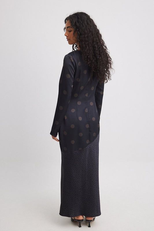 Polka Dot Satin Midi Dress
