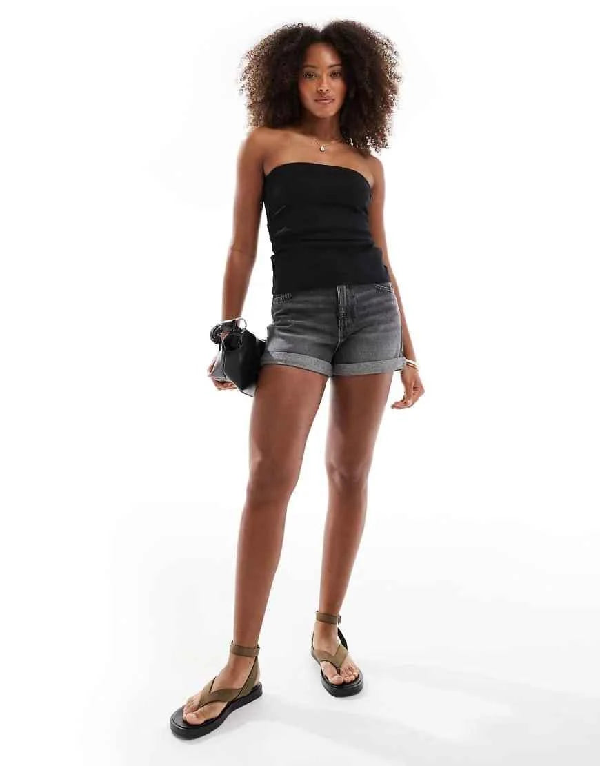 Pull&Bear Longline Bandeau Top in Black