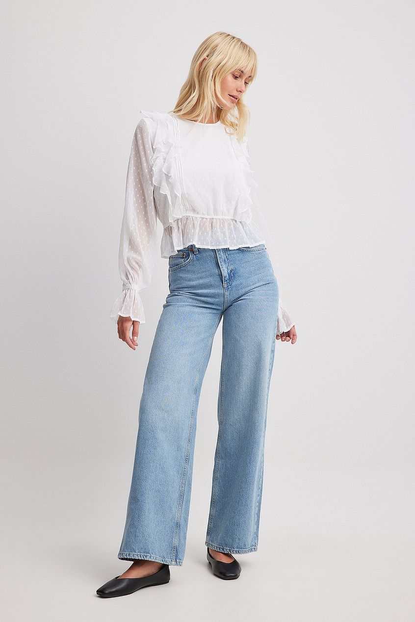 Dobby Multi Frill Blouse White