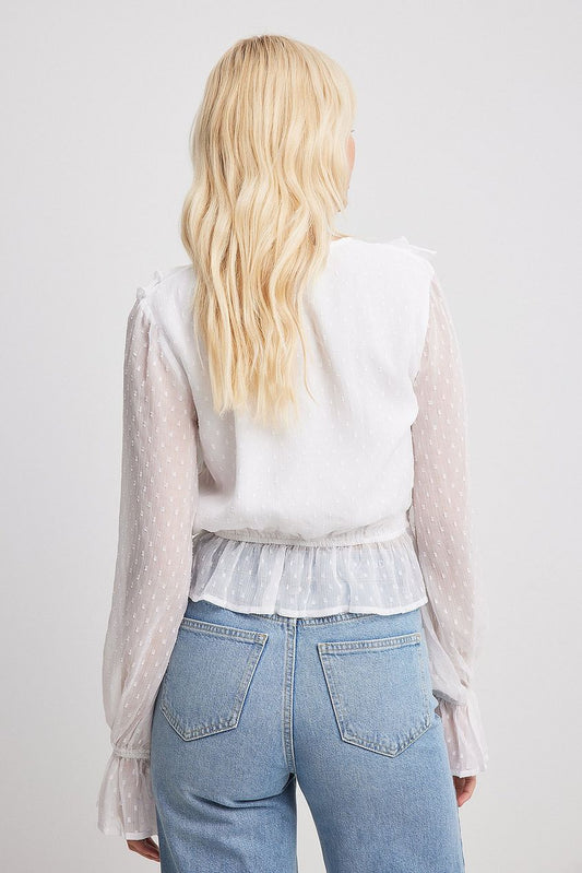 Dobby Multi Frill Blouse White