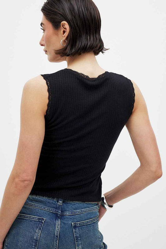 Na-kd Rib Lace Detail Top
