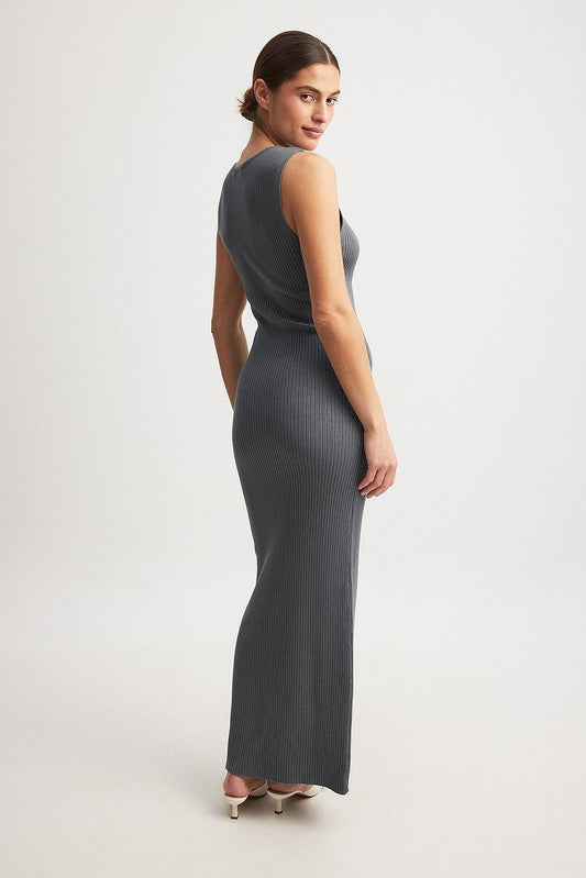Ribbed Fine Knitted Maxi Dress