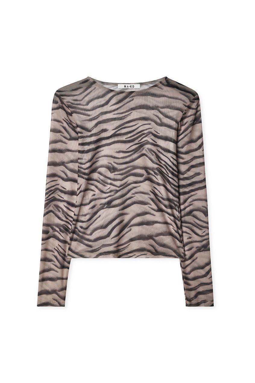 Na-kd Round Neck Fitted Mesh Top