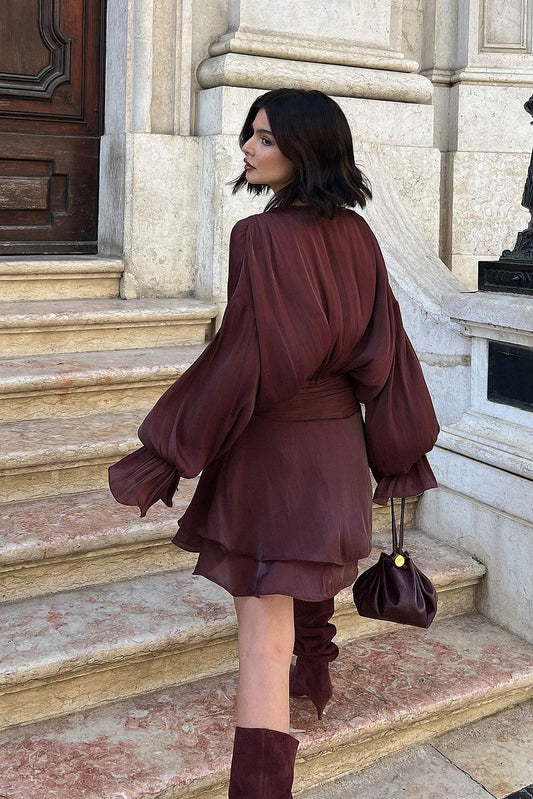 Na-kd Ruched Waist Ruffle Mini Dress