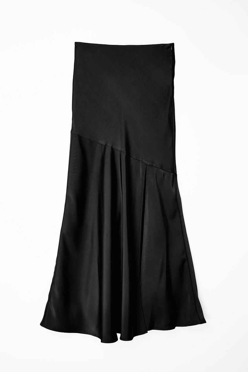 Na-kd Satin Asymmetric Seam Detail Maxi Skirt