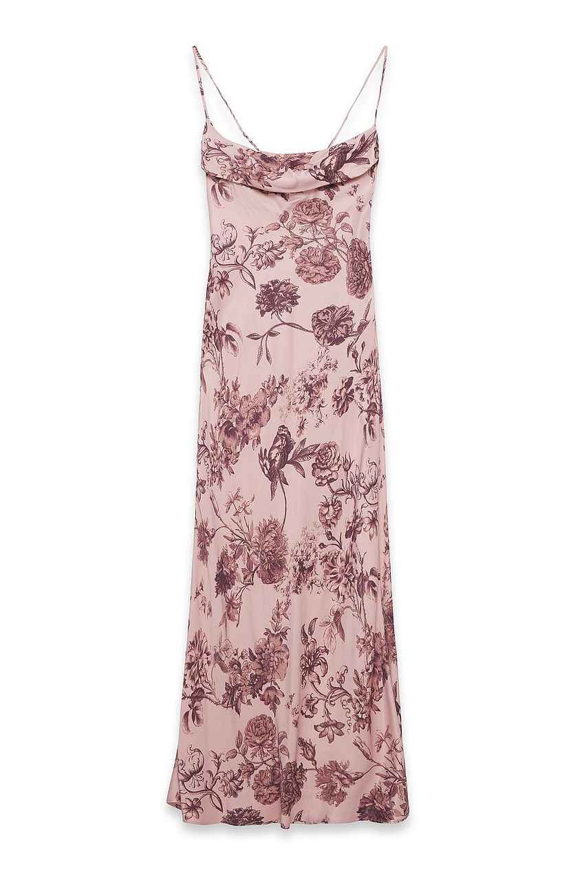 Na-kd Satin Fold Detail Midi Slip Dress