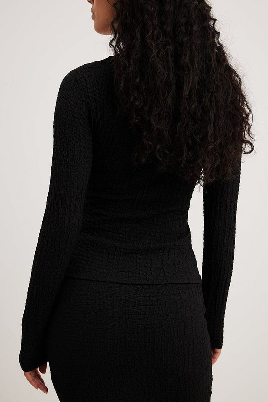 Scooped Long Sleeve Structure Top