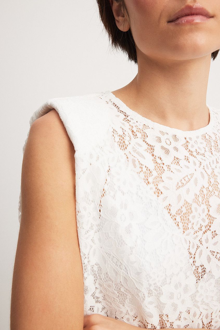 Sharp Shoulder Lace Top