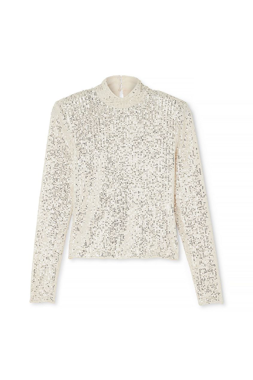 Sharp Shoulder Sequin Top