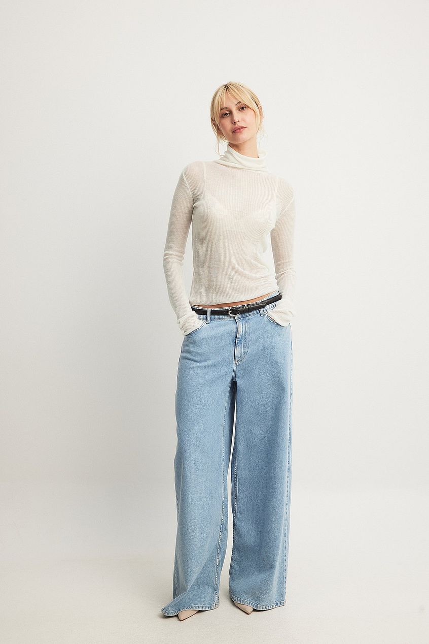 Na-kd Sheer Knitted Turtle Neck