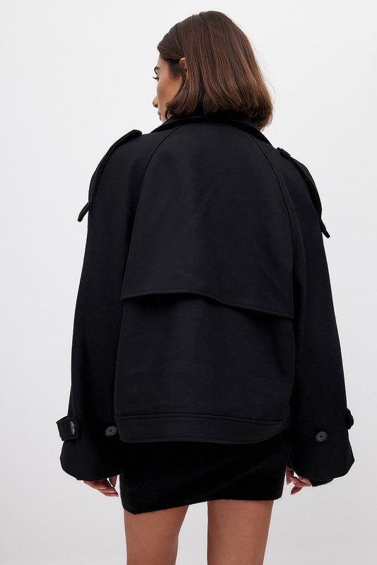 Short Wool Blend Raglan Jacket