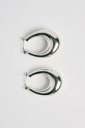 Silver Plated Oval Earrings Silver