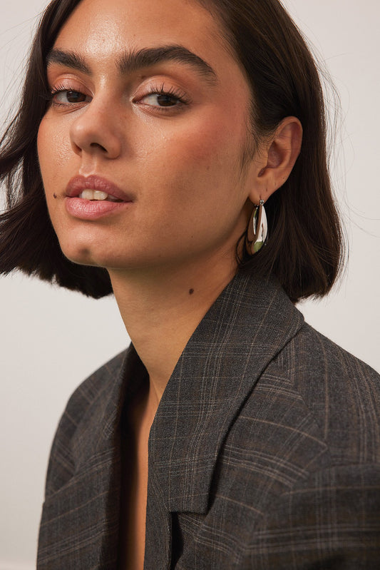 Silver Plated Oval Earrings Silver