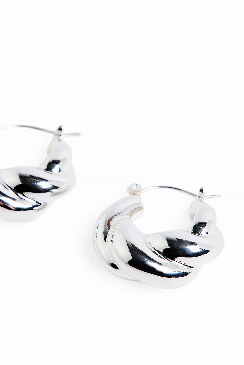 Silver Plated Twisted Chubby Hoops