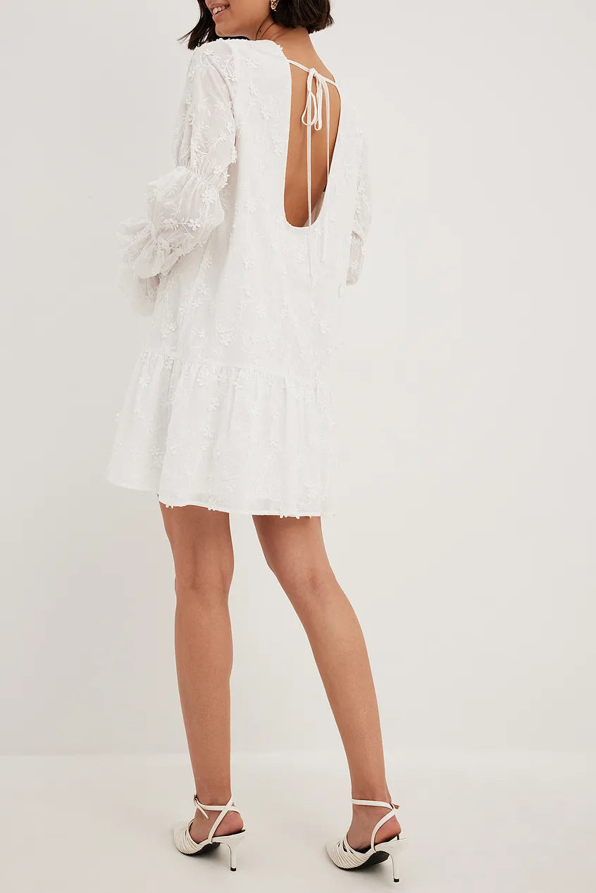 Sleeve Detail Deep Back Dress