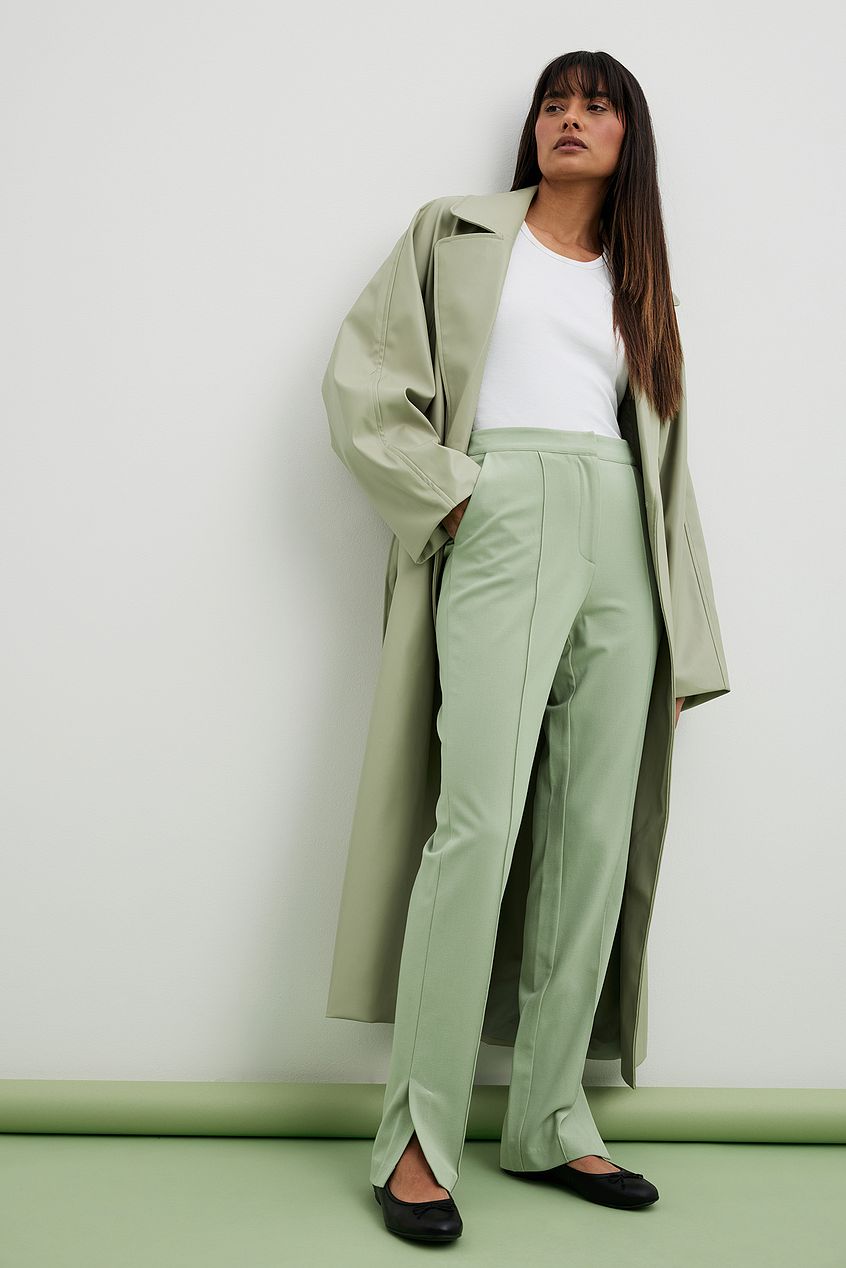 Slim Straight Slit Detail Suit Pants