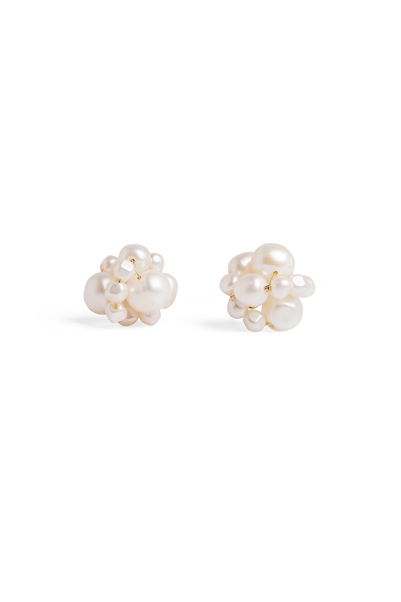 Small Cluster Pearl Earrings White