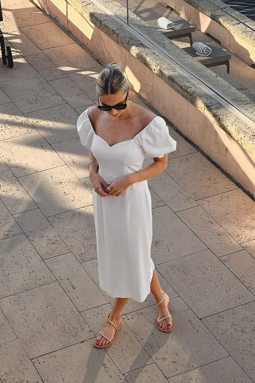 Sweetheart Neckline Midi Dress
