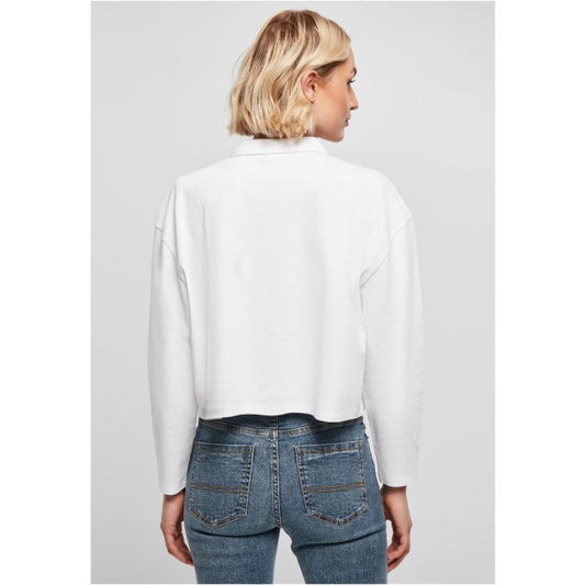Urban Classics / Ladies Short Oversized Polo Longsleeve white