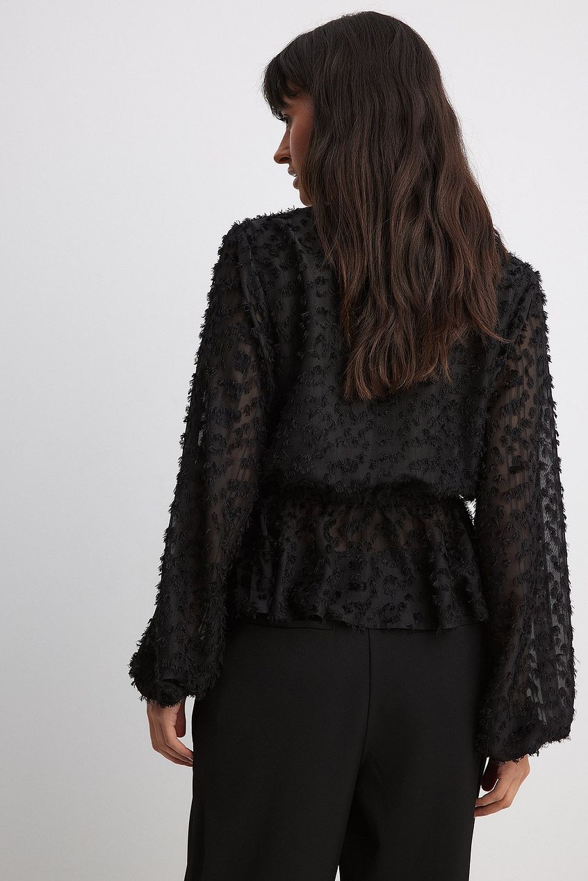 Textured Chiffon Marked Waist Blouse
