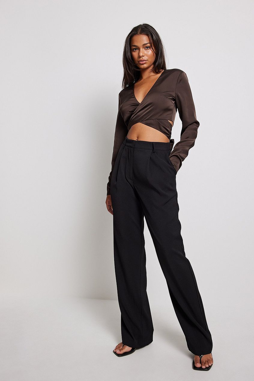 Tie Back V-neck Satin Blouse