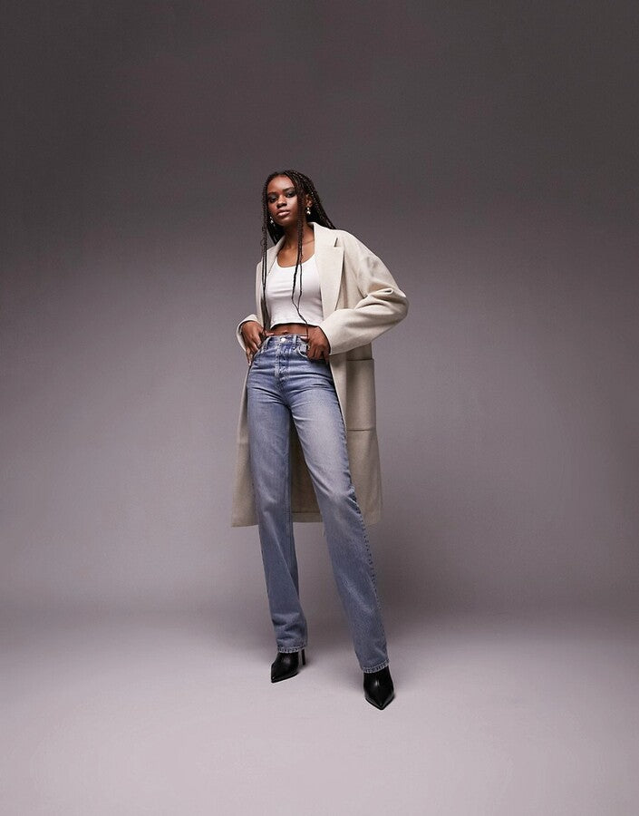 Top Shop Petite clean chuck on coat in oat