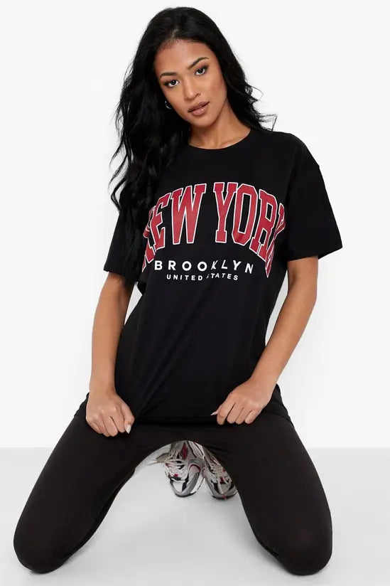Boohoo Tall New York Print Oversized T-shirt