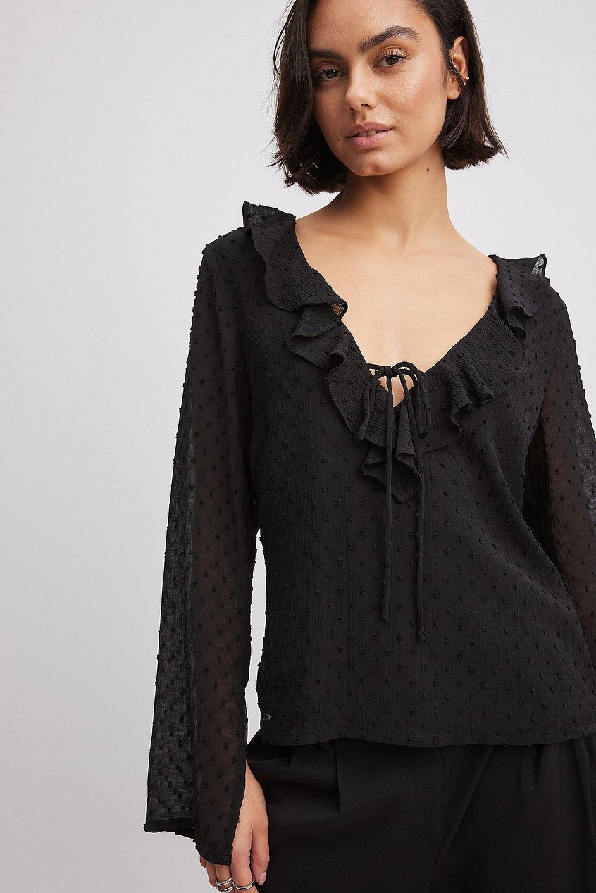 V-neck Frill Blouse