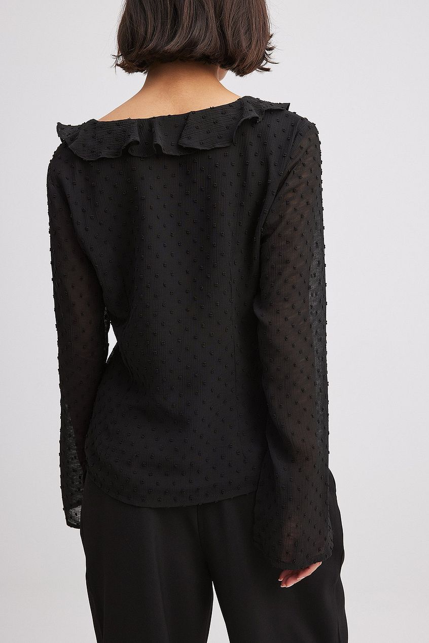 V-neck Frill Blouse