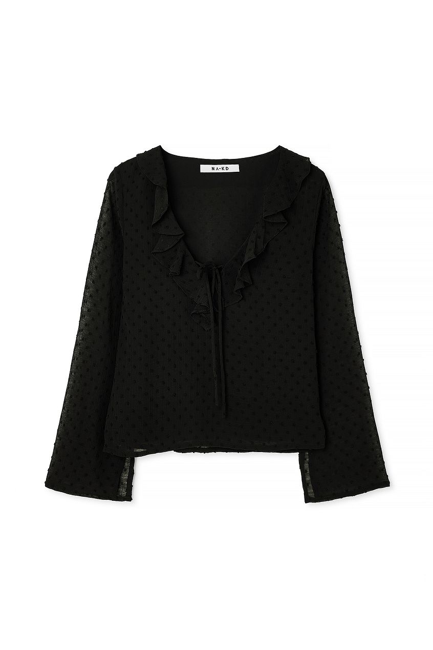 V-neck Frill Blouse