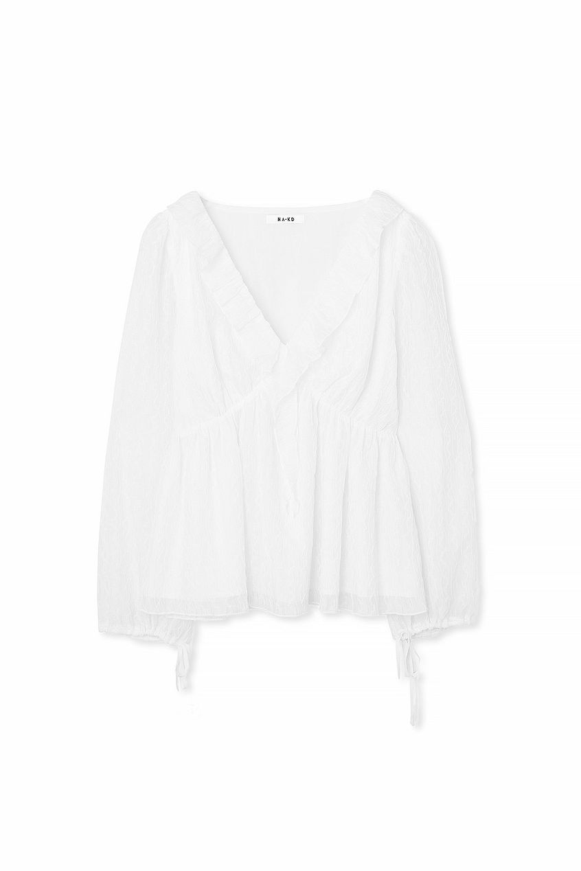 V-Neck Ruffle Detail Chiffon Blouse