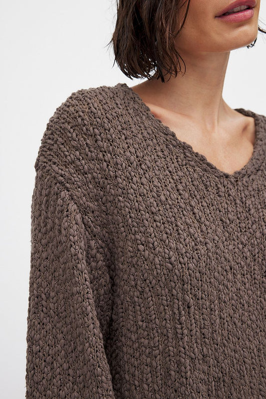 Structured Knitted V-Neck Sweater