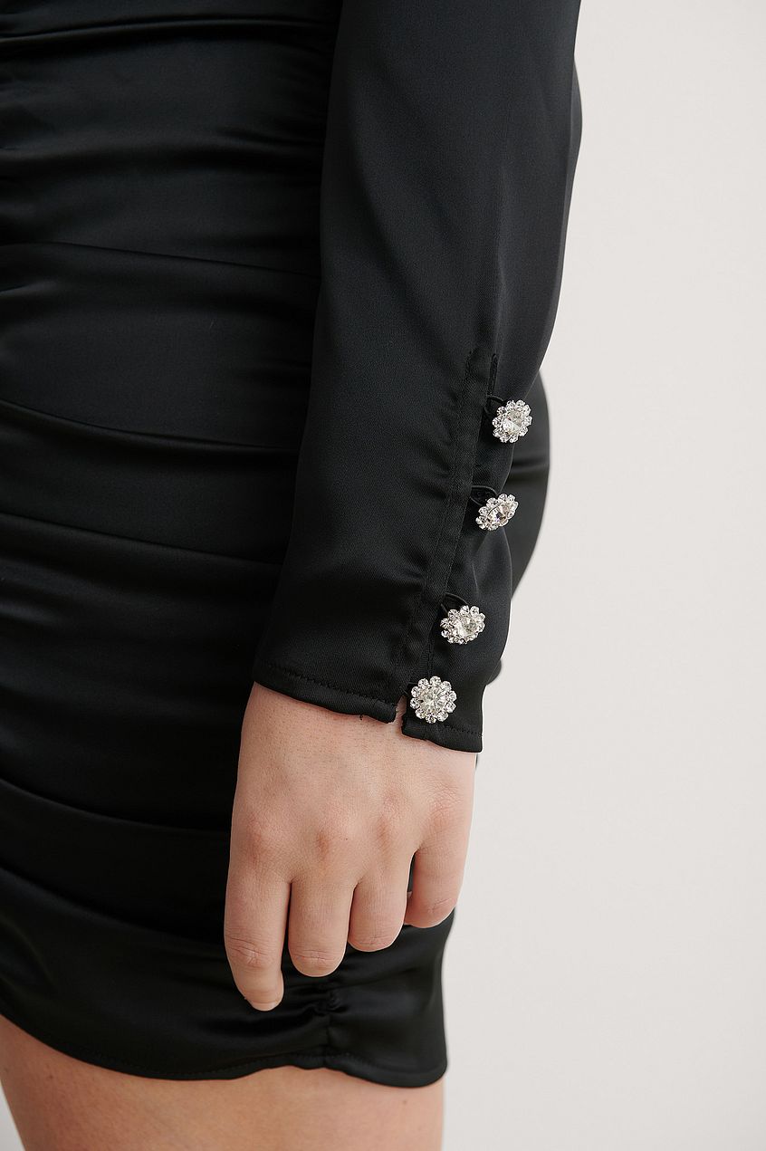 Draped Puffy Sleeve Dress