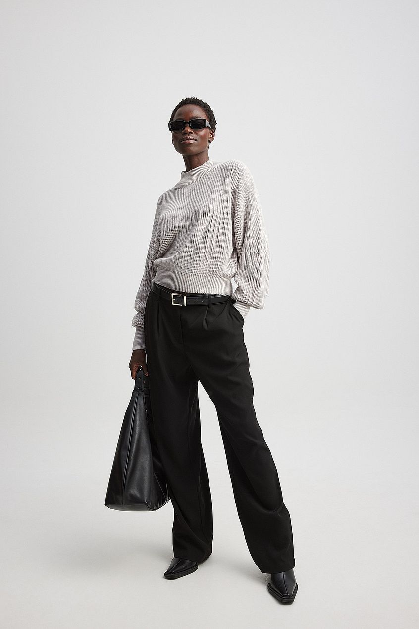 Volume Sleeve High Neck Knitted Sweater