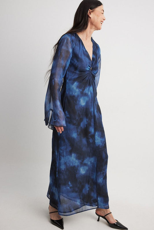 Waist Cut Out Detail Chiffon Maxi Dress