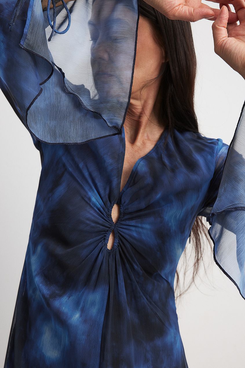 Waist Cut Out Detail Chiffon Maxi Dress