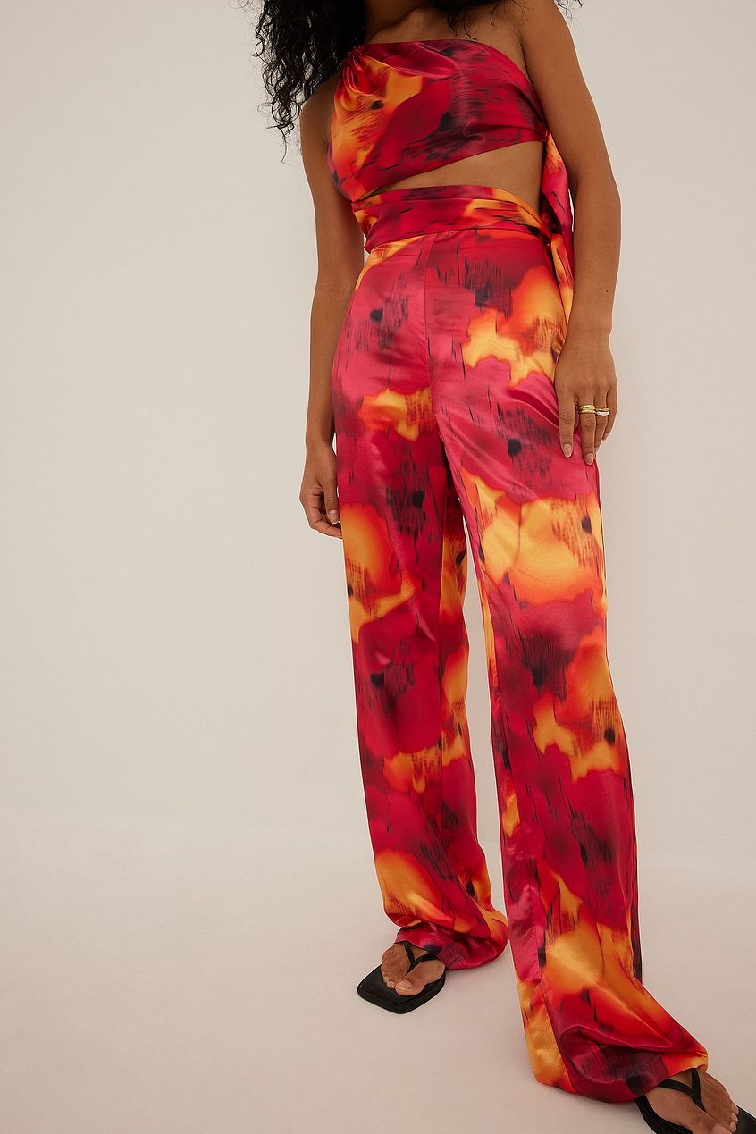 Wide Leg High Waist Satin Pants