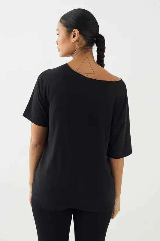 DSGN Studio Script Off The Shoulder Oversized T-Shirt