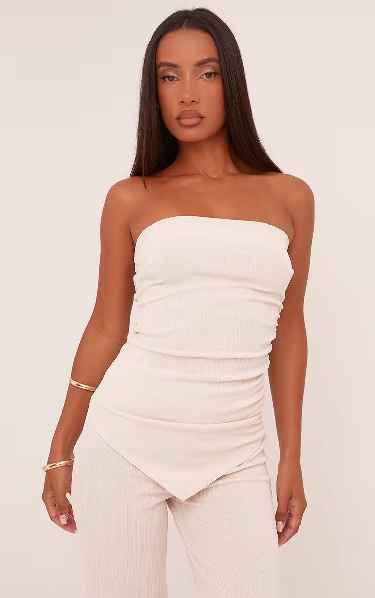Ego - Bandeau Asymmetric Top In Stone Texture