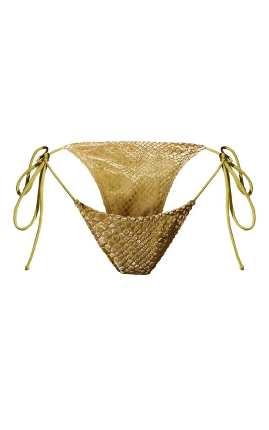 Olive Devore Tie Side Bikini Bottoms