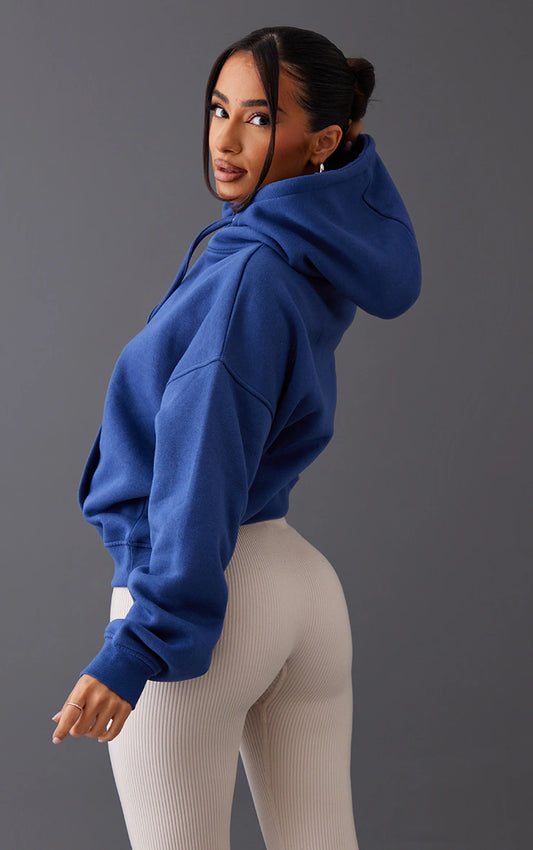 PETITE NAVY OVERSIZED BASIC HOODIE