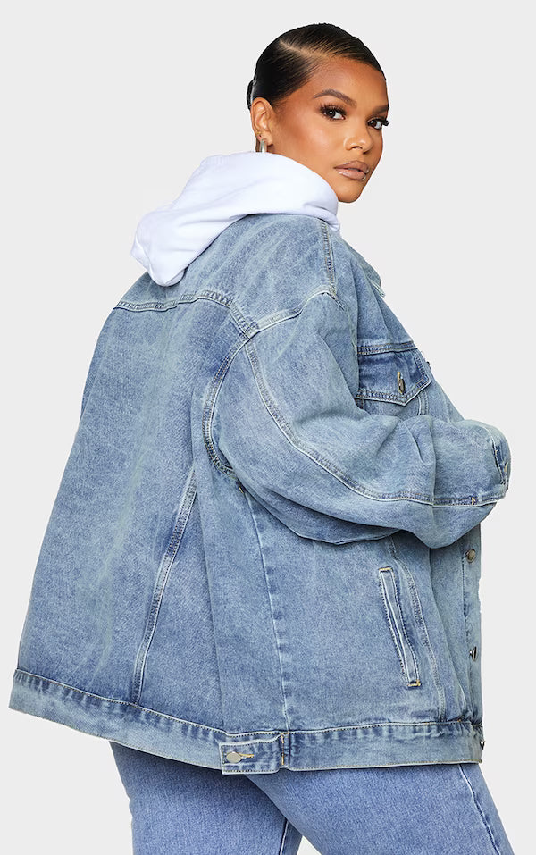 Plt - Plus Vintage Wash Oversized Boyfriend Denim Jacket