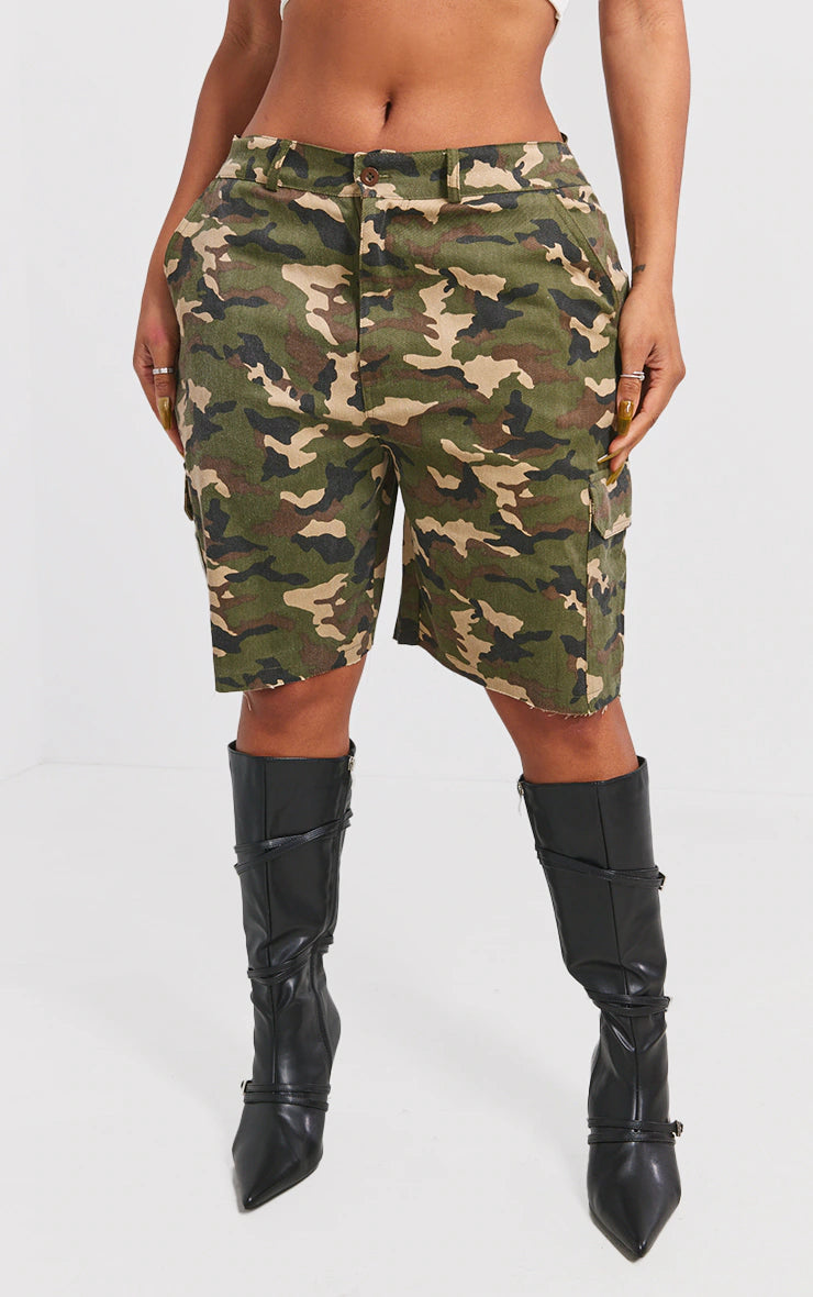 Shape Green Camo Longline Shorts