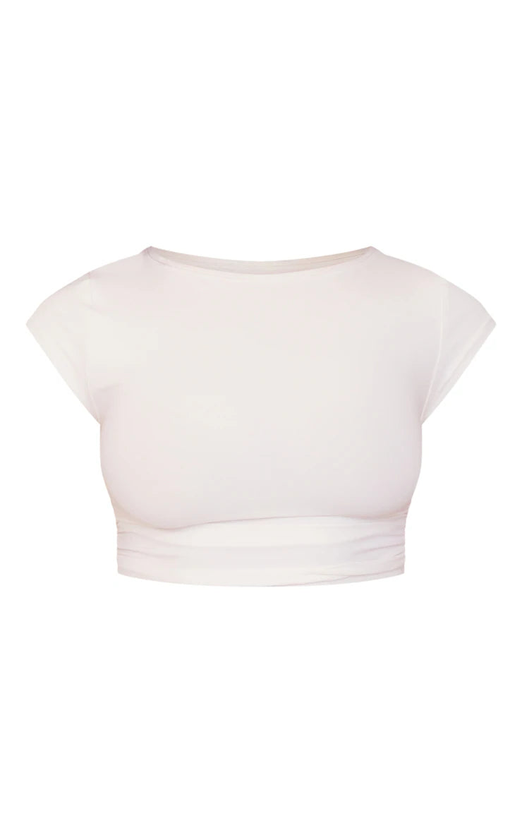 Shape White Slinky Ruched Side T Shirt