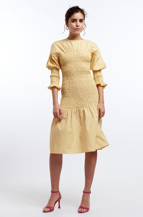 Magdalena Smock Dress Reed Yellow