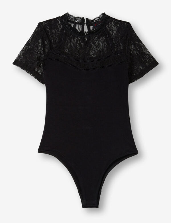 Bodysuit With Lace Black