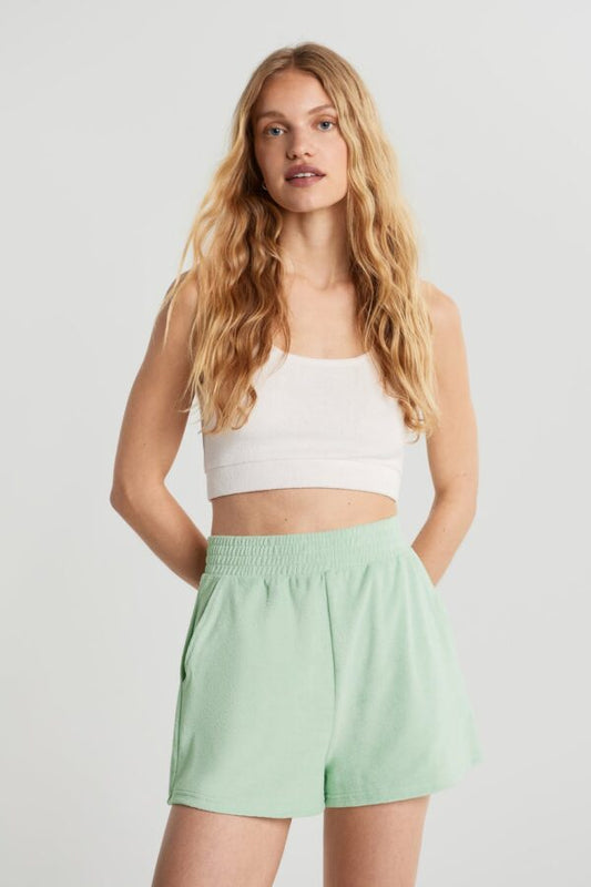 Ava Towelling Shorts Gossamer Green