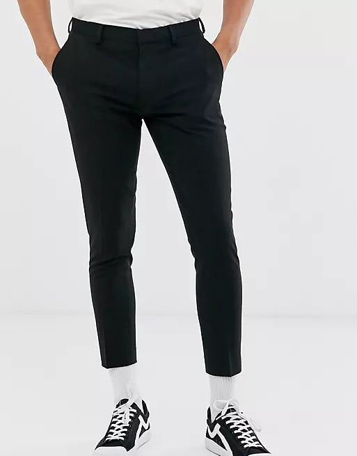 Super Skinny Cropped Smart Trousers In Black