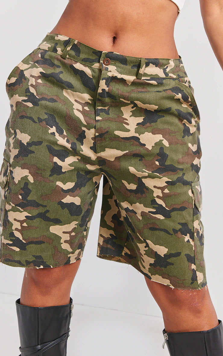 Shape Green Camo Longline Shorts