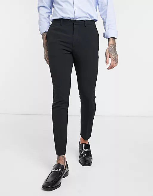 Super Skinny Cropped Smart Trousers In Black